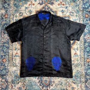 Vintage Y2K Snake Eyes Skull All Over Print Button-up Shirt